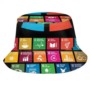 Глобальные цели ООН | Цели устойчивого развития 2030 Красочные Шляпы-ведерки с плоским верхом, Дышащие, Глобальные цели ЦУР Устойчивое